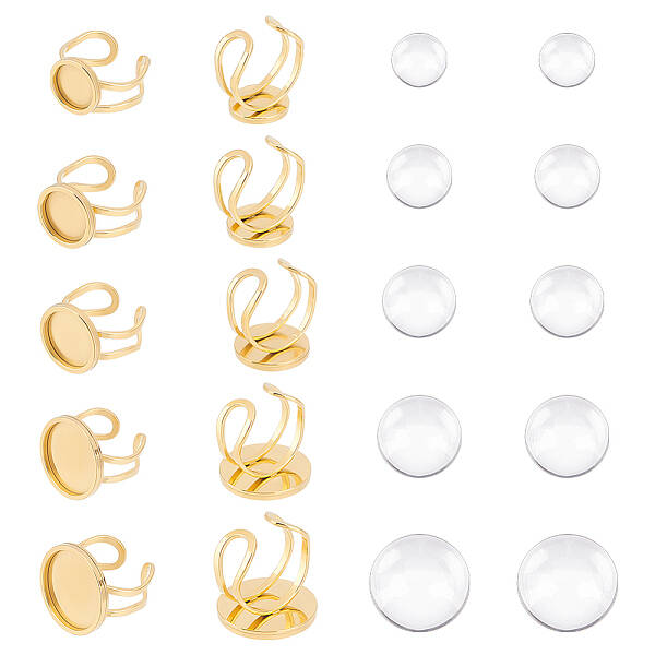 DIY Flat Round Blank Dome Ring Making Kit