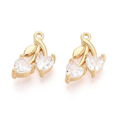 Brass Micro Pave Clear Cubic Zirconia Pendants