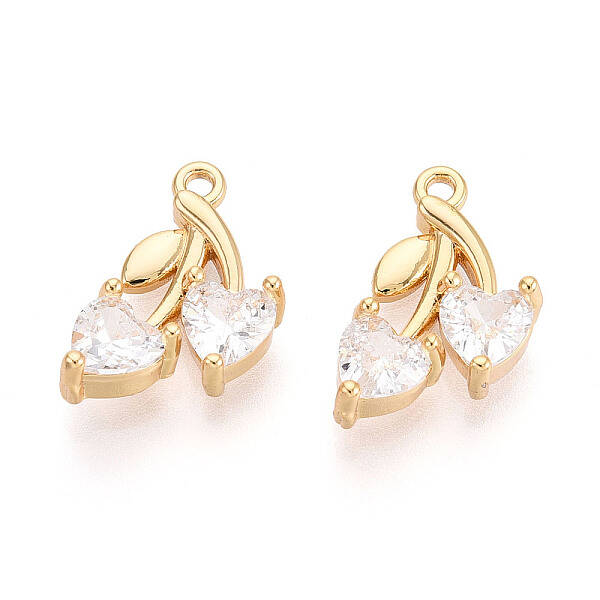 Brass Micro Pave Clear Cubic Zirconia Pendants