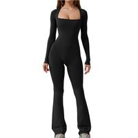 QINSEN Long Sleeve Jumpsuits【Tall girls choose carefully】 for Women Square Neck Wide Leg Full Length Romper Playsuit Wome...