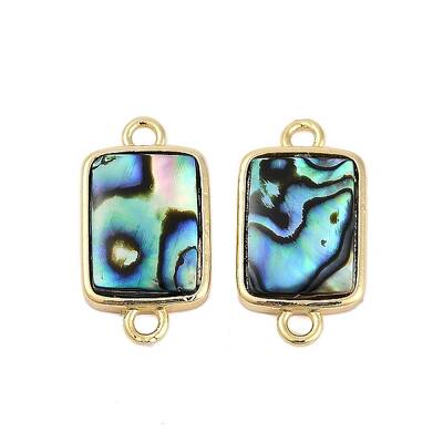 Brass Pave Natural Paua Shell Connector Charms