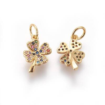 Brass Micro Pave Cubic Zirconia Charms