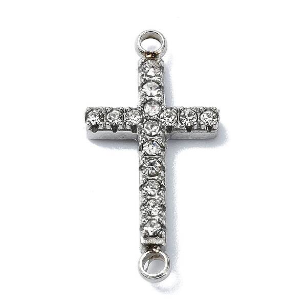 304 Stainless Steel Crystal Rhinestone Connector Charms