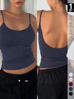 Women's Solid Backless Cami Top, Casual Sleeveless Spaghetti Strap Top for Daily Wear, Ladies Sleepwear for All Seasons, Summ...