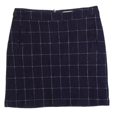 WHITE STUFF Womens Straight Skirt Blue Short Wool Check UK 12