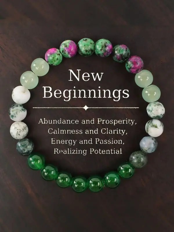 New Beginnings Manifestation Bracelet, Abundance & Energy Crystal Bracelet, Energy and Passion Prosperity Jewelry for Clarity...