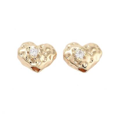 Brass Micro Pave Clear Cubic Zirconia Beads