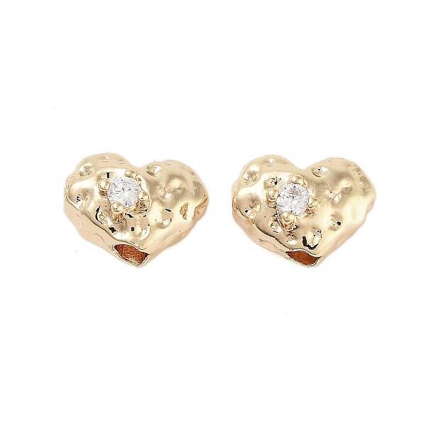 Brass Micro Pave Clear Cubic Zirconia Beads