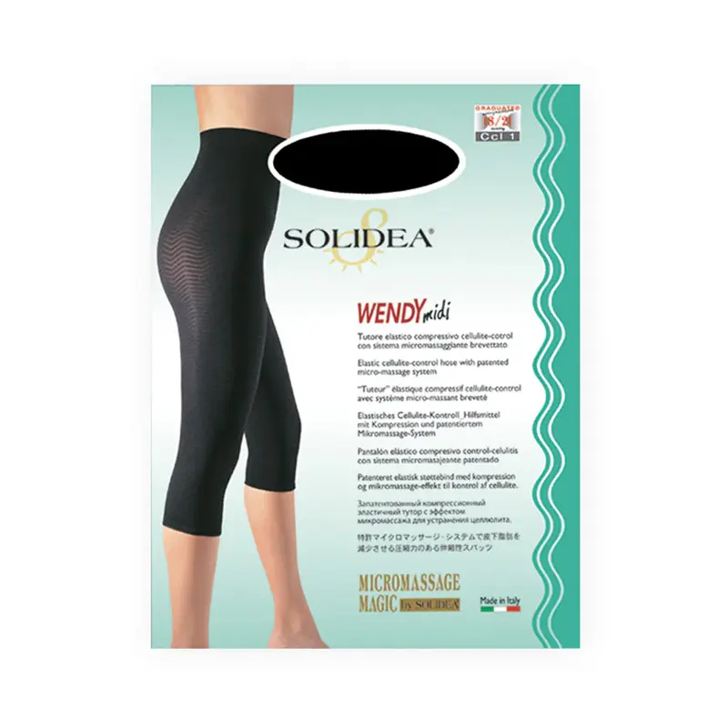 Solidea Wendy Midi Stretch Shorts 18 21mmhg 4XL Black