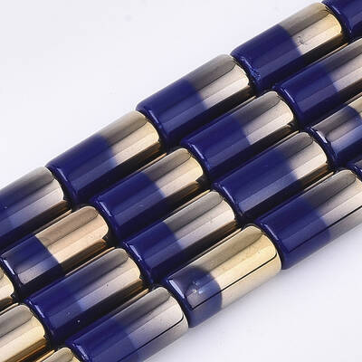 Half Electroplate Opaque Glass Beads Strands
