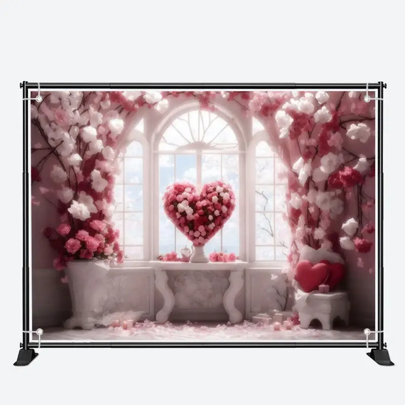 Warm Heart Shape Flower Window Blue Sky Backdrop - Aperturee
