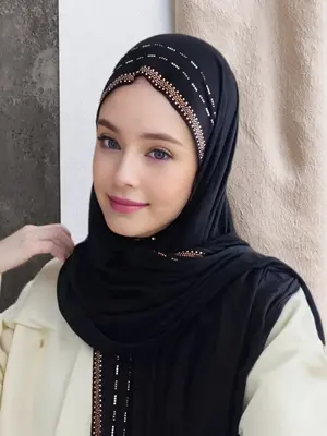 Women's Modal Sweat Towel Headscarf, Hijab Scarf, Muslim Fashion,High Elasticity Diamond Scarf, Plain Color Hair Wrap, Ladies...