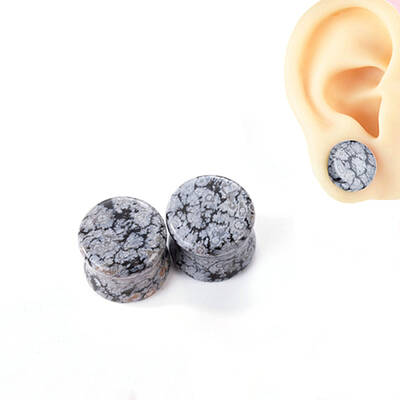 Synthetic Snowflake Obsidian Ear Gauges Flesh Tunnels Plugs