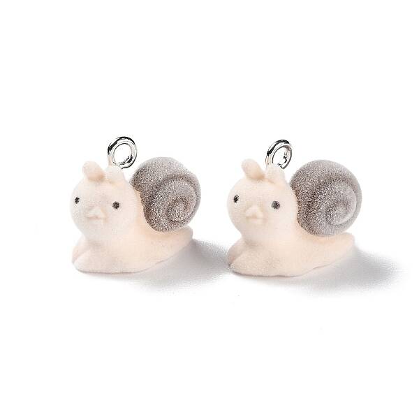 Animal Shape Flocky Resin Pendants
