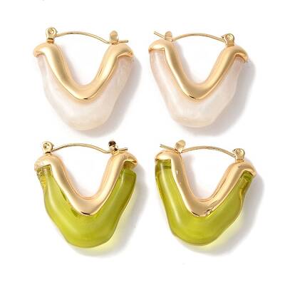 Golden Ion Plating(IP) 304 Stainless Steel Hoop Earrings for Women