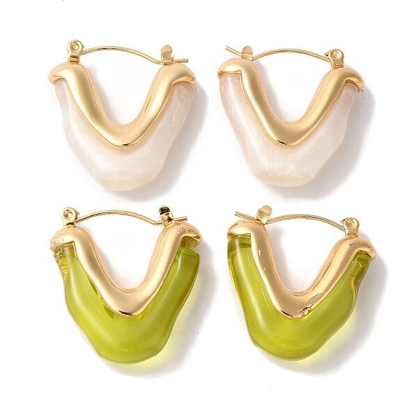 Golden Ion Plating(IP) 304 Stainless Steel Hoop Earrings for Women