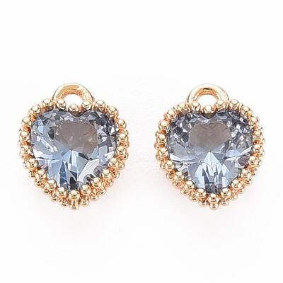 Brass Micro Pave Cubic Zirconia Charms
