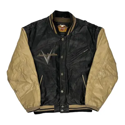 Harley Davidson Varsity Jacket - Medium Beige Leather