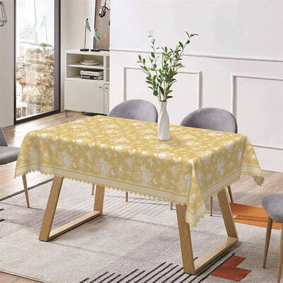 Yellow Butterfly Floral Print Rectangle Tablecloth - Aperturee