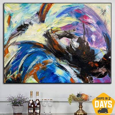 Large Abstract Painting Original Art Work on Canvas Modern Oil Painting Colorful Wall Art Canvas Large Wall Art for Home Deco...