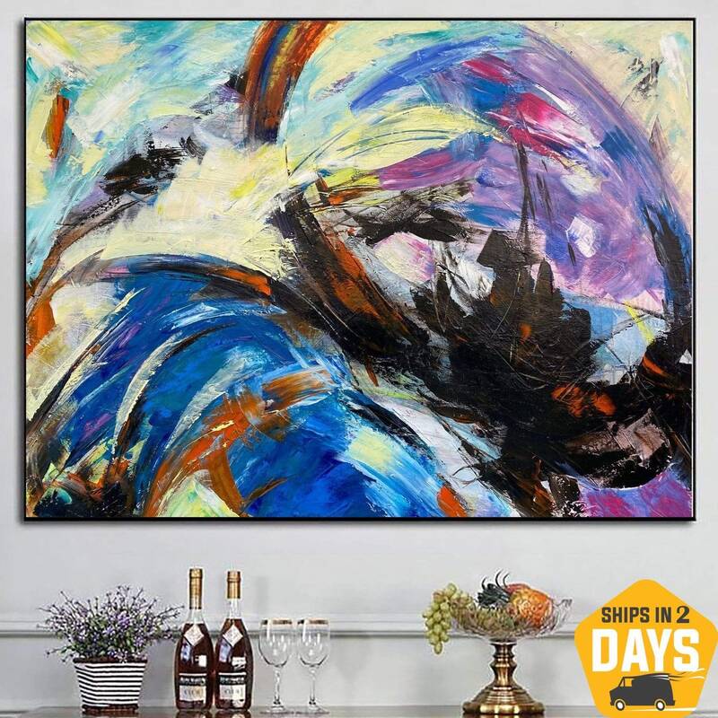 Large Abstract Painting Original Art Work on Canvas Modern Oil Painting Colorful Wall Art Canvas Large Wall Art for Home Deco...
