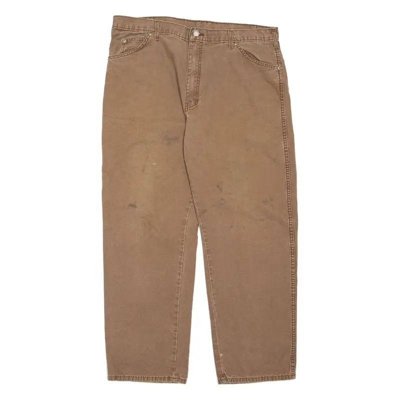 DICKIES Mens Trousers Brown Regular Straight W36 L29