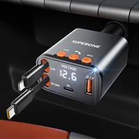SUPERONE Bluetooth 5.3 Car Adapter with Retractable Charger, FM Transmitter, Radio Receiver, Handsfree Calling, USB Charging ...