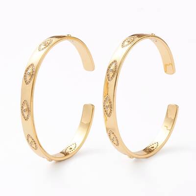 Brass Micro Pave Cubic Zirconia Cuff Bangles