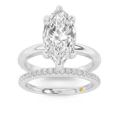 Fez Lab Grown Marquise Diamond Engagement Ring with the BonBon Wedding Band | 14K White Gold 2 5/8 ct. tw.