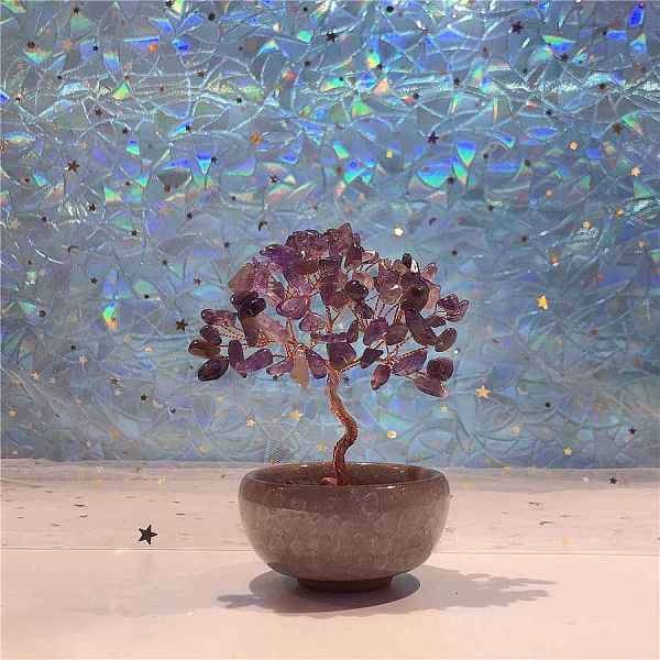 Natural Amethyst Chips Tree of Life Decorations