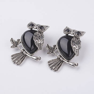 Natural Dyed & Heated Black Agate Pendants