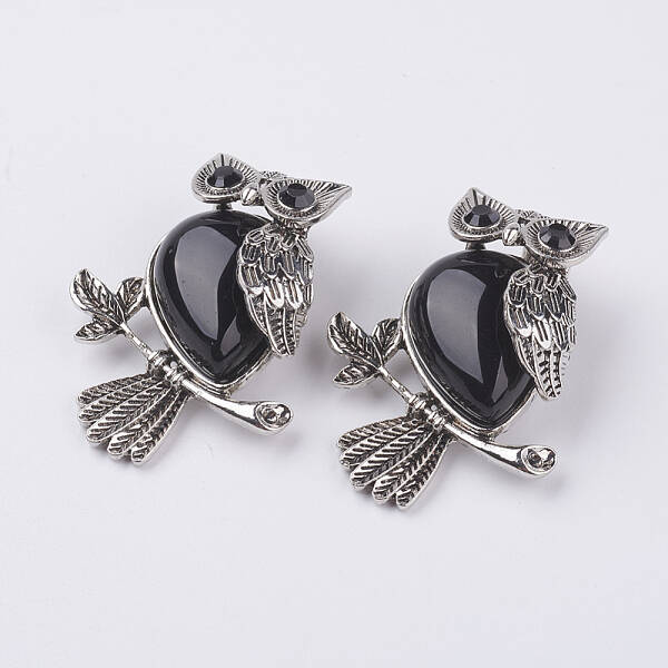 Natural Dyed & Heated Black Agate Pendants
