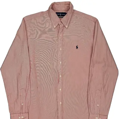 Ralph Lauren Striped Shirt - Large Red Cotton