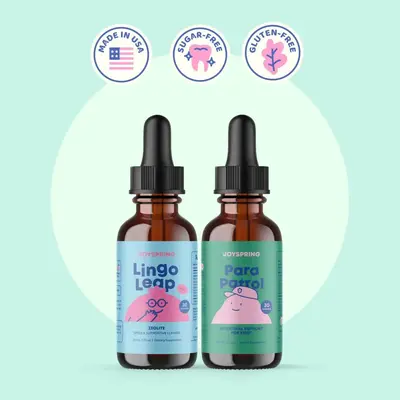 JoySpring Kids Wellness Bundle – Natural Liquid Cleanse for Gentle Digestive Support + LingoLeap Zeolite Drops with B Vitam...