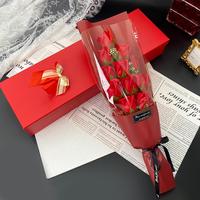 Artificial Rose Bouquet Gift Box, 1 Count Faux Flower Bouquet Decoration Flowers for Wedding, Party, Birthday, Teacher Gifts,...