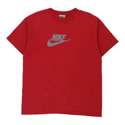 Nike Spellout T-Shirt - Large Red Cotton
