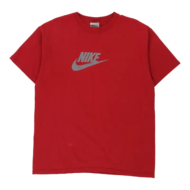 Nike Spellout T-Shirt - Large Red Cotton