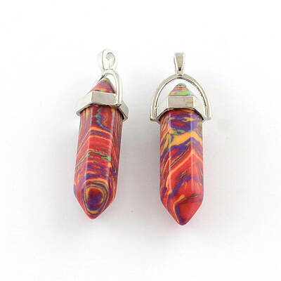 Malachite Stone Pendants with Alloy Findings
