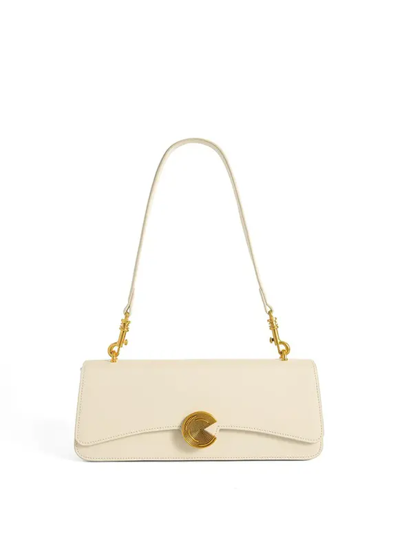 Smting  Leather Baguette Bag