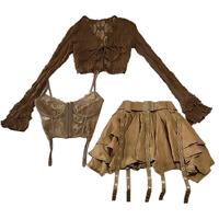 Northwest Travel Outfit Naples Short Skirt Early Autumn Women's Clothing Small Maillard Wasteland Style Dress