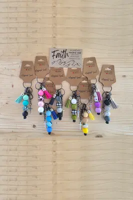 Faith & Strength Silicone Bead Keychain