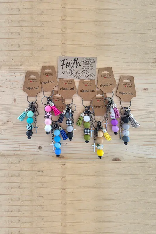 Faith & Strength Silicone Bead Keychain