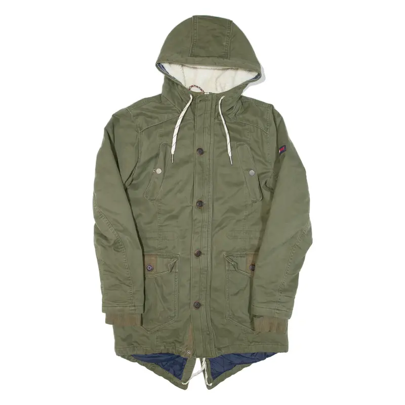 HILFIGER DENIM Mens Parka Coat Green Hooded L