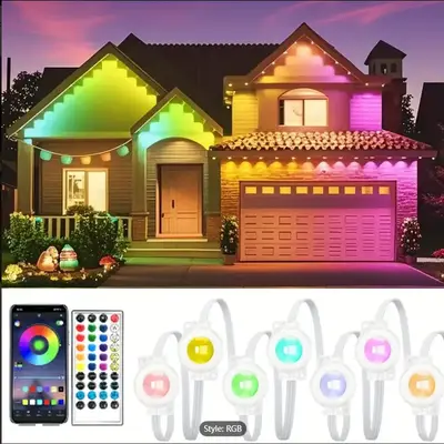RGB eaves lights, smart RGB outdoor lights with multiple scene modes, IP67 waterproof, suitable for holiday decoration, mood ...