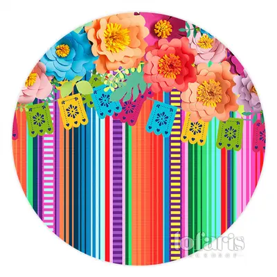 Aperturee Fiesta Carnival Colorful Holiday Party Round Backdrop | Custom Backdrop For Party | Party Decoration | Custom Curta...