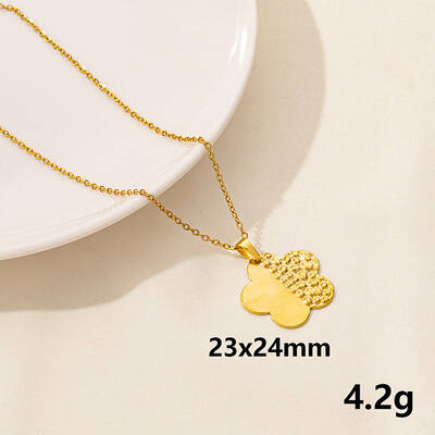 304 Stainless Steel Flower Pendant Necklace for Women
