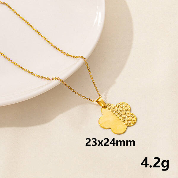 304 Stainless Steel Flower Pendant Necklace for Women