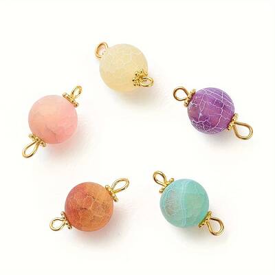 Dyed Natural Weathered Agate Round Links Connector Charms