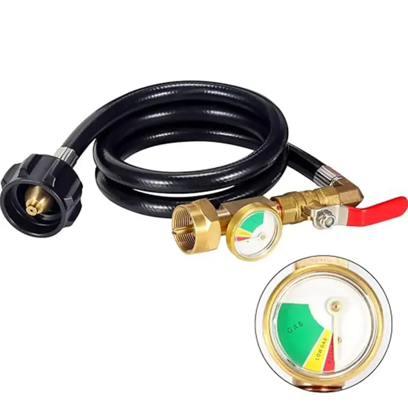 36 Inch Propane Gas Tank Adapter with Pressure Gauge, High Pressure Camping Bbq Grill Adapter, Easy To Use, Gas Tank Adapter ...