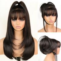 Straight Layered Wigs with Bangs 6x4 Lace Front Wig Wear and Go Glueless Pre Style Realistic Look with True Scalp Tiny Knots ...